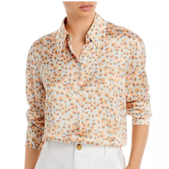 Vince Carnation Silk Printed‎ Blouse Size XS